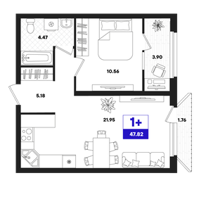 Квартира 47,8 м², 1-комнатная - изображение 1