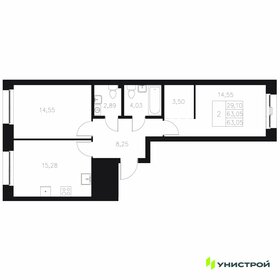 Квартира 63,1 м², 2-комнатная - изображение 1