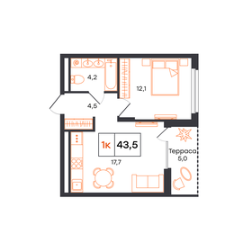Квартира 43,5 м², 1-комнатная - изображение 1
