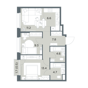 Квартира 58,1 м², 3-комнатная - изображение 1