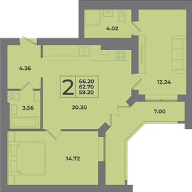 Квартира 66,2 м², 2-комнатная - изображение 1