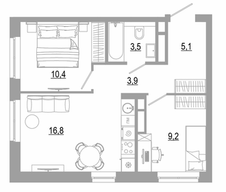 Квартира 48,9 м², 2-комнатная - изображение 1