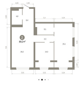 Квартира 89,2 м², 2-комнатная - изображение 1