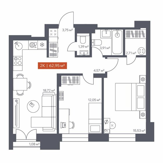 80 м², 2-комнатная квартира 9 800 000 ₽ - изображение 64