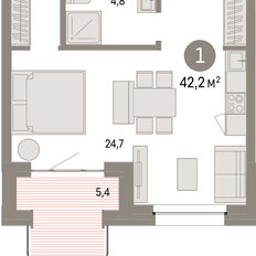 Квартира 42,2 м², студия - изображение 3