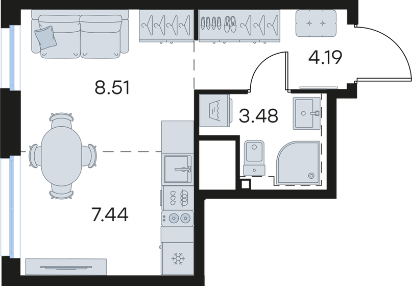 30,2 м², квартира-студия 8 500 000 ₽ - изображение 110
