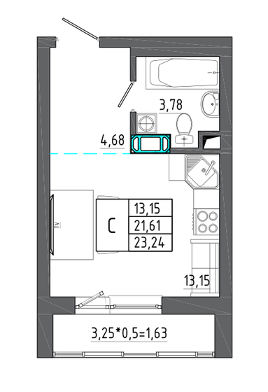 24,5 м², квартира-студия 3 690 280 ₽ - изображение 19