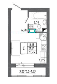 Квартира 23,2 м², студия - изображение 1