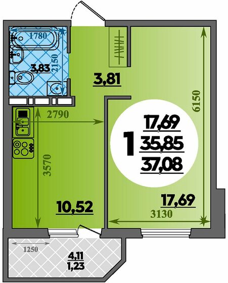 38 м², 1-комнатная квартира 3 017 000 ₽ - изображение 60