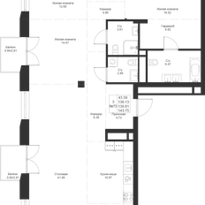 Квартира 139,8 м², 3-комнатная - изображение 3