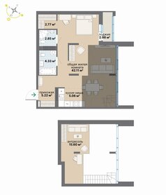 Квартира 83,3 м², 1-комнатная - изображение 1