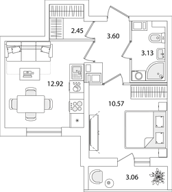 Квартира 34,2 м², 1-комнатная - изображение 1