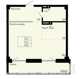 Квартира 45,5 м², студия - изображение 1