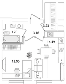Квартира 36,6 м², 1-комнатная - изображение 1