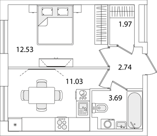 Квартира 32 м², 1-комнатная - изображение 1