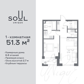 Квартира 51,3 м², 1-комнатная - изображение 1