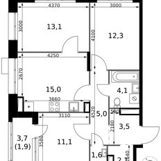 Квартира 69,7 м², 3-комнатная - изображение 2
