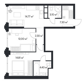 Квартира 58,7 м², 2-комнатная - изображение 1