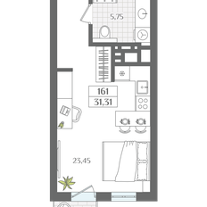 Квартира 31,3 м², 1-комнатные - изображение 2