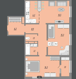 Квартира 75 м², 3-комнатная - изображение 1