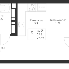 Квартира 28,6 м², студия - изображение 3