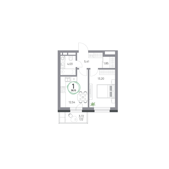 42 м², 1-комнатная квартира 6 214 520 ₽ - изображение 13