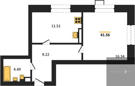 Квартира 41,6 м², 1-комнатная - изображение 1