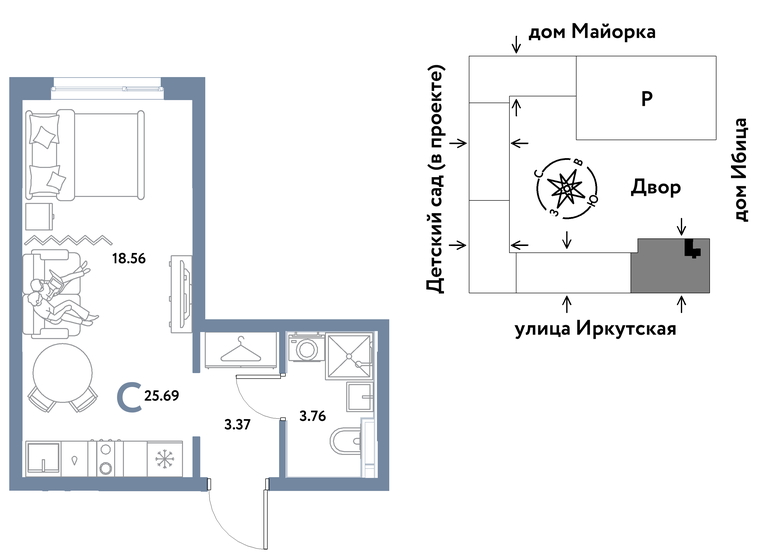 25,7 м², квартира-студия 5 111 111 ₽ - изображение 48
