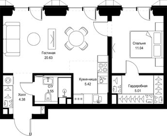 Квартира 50 м², 1-комнатная - изображение 2