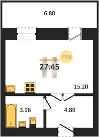 Квартира 27 м², студия - изображение 1