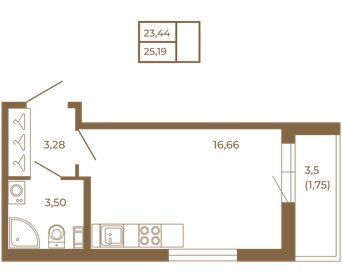Квартира 25,2 м², студия - изображение 1