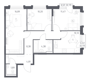 Квартира 68,5 м², 3-комнатная - изображение 1
