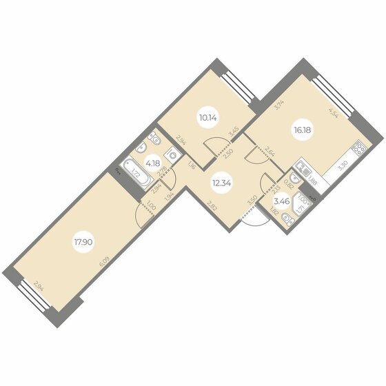 88,4 м², 2-комнатная квартира 25 590 000 ₽ - изображение 95