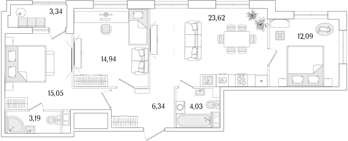 Квартира 80,9 м², 3-комнатная - изображение 1