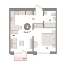 Квартира 40,3 м², 1-комнатная - изображение 3