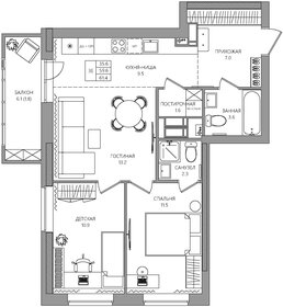 Квартира 61,4 м², 3-комнатная - изображение 1