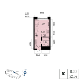 Квартира 22,6 м², 1-комнатная - изображение 1