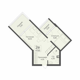 Квартира 47,7 м², 2-комнатные - изображение 1