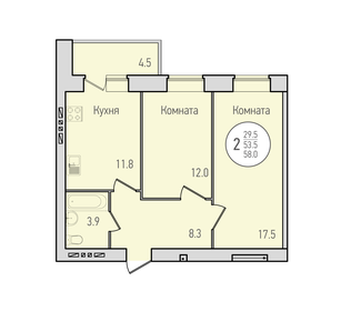 Квартира 58 м², 2-комнатная - изображение 1
