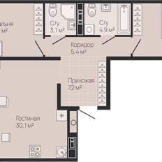 Квартира 77,7 м², 2-комнатная - изображение 3