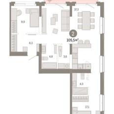 Квартира 105,5 м², 2-комнатная - изображение 4