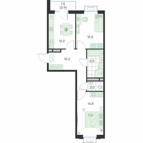 Квартира 61,2 м², 2-комнатная - изображение 1