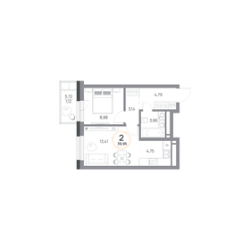 Квартира 40 м², 2-комнатная - изображение 1