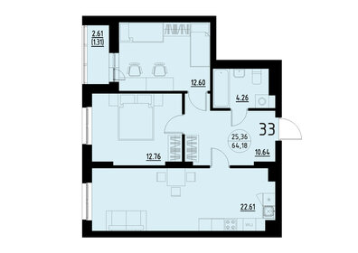 Квартира 64,2 м², 2-комнатная - изображение 1