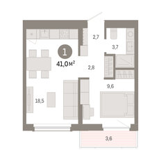 Квартира 41 м², 1-комнатная - изображение 2