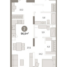 Квартира 95,9 м², 2-комнатная - изображение 3