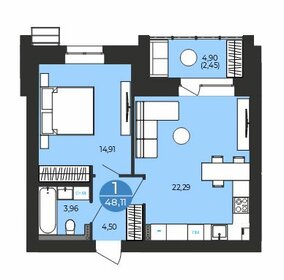 Квартира 48,1 м², 1-комнатная - изображение 1