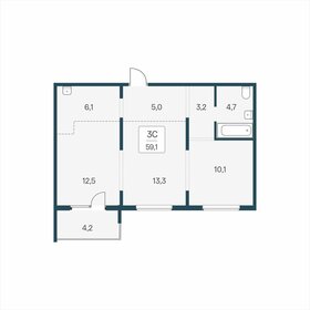 Квартира 59,1 м², 3-комнатная - изображение 1