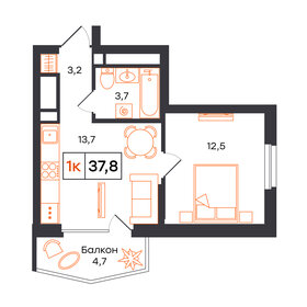 Квартира 37,8 м², 1-комнатная - изображение 1