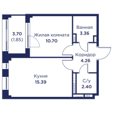 Квартира 38 м², 1-комнатная - изображение 3